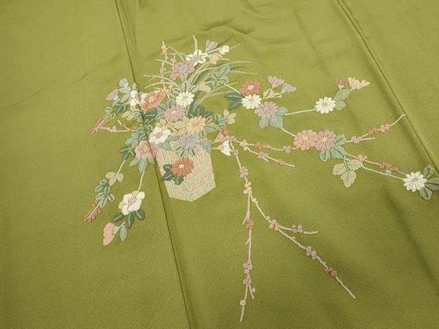 平和屋着物▽中国三大刺繍　相良刺繍　総刺繍　訪問着　単衣　飾花文　正絹　逸品　DABL4225cd