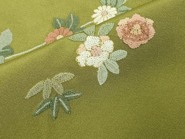 平和屋着物▽中国三大刺繍　相良刺繍　総刺繍　訪問着　単衣　飾花文　正絹　逸品　DABL4225cd