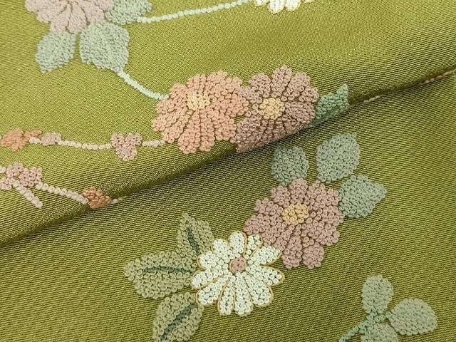 平和屋着物▽中国三大刺繍　相良刺繍　総刺繍　訪問着　単衣　飾花文　正絹　逸品　DABL4225cd