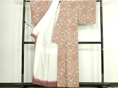 平和屋着物●上質な小紋　型染　菊唐草文　正絹　逸品　DABL4228cd