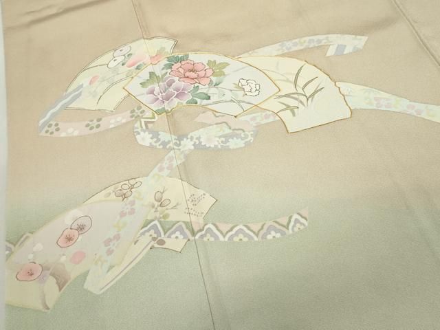 平和屋着物●訪問着　駒刺繍　鬘帯地紙花文　暈し染め　金彩　正絹　逸品　DABL4230cd