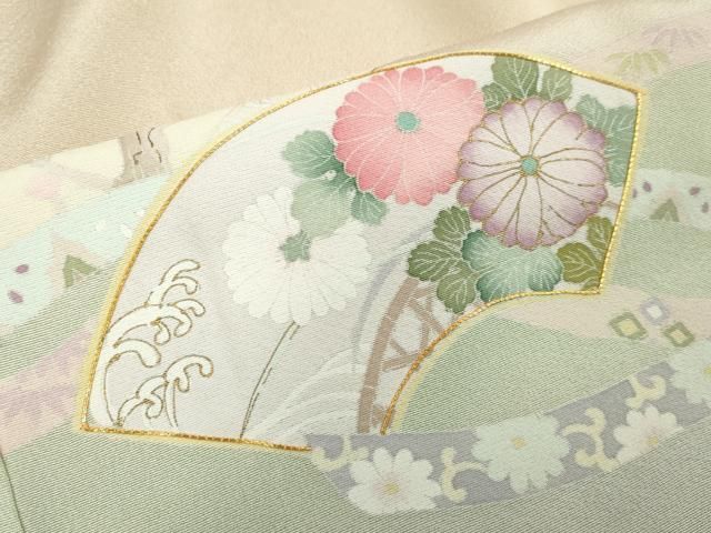 平和屋着物●訪問着　駒刺繍　鬘帯地紙花文　暈し染め　金彩　正絹　逸品　DABL4230cd