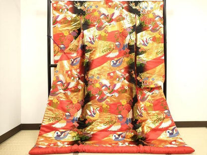 平和屋本店●色打掛　お引きずり　和装　婚礼　結婚式　花嫁　神社挙式　唐織　花鳥文　金糸　正絹　逸品　DABL4310cd