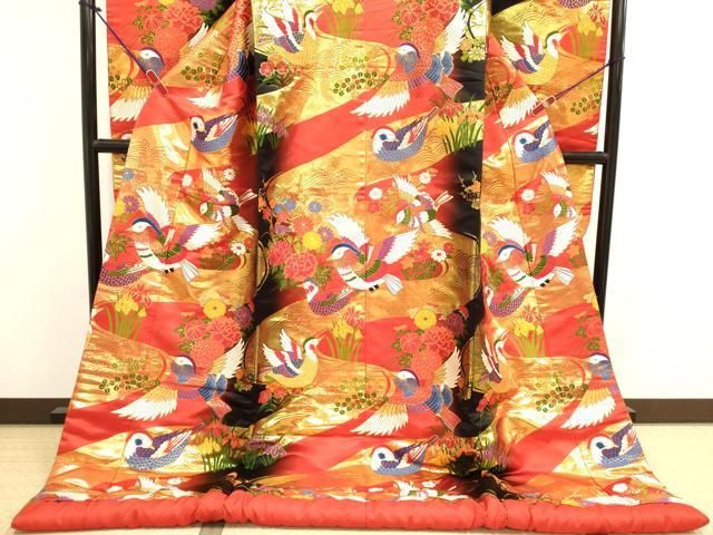 平和屋本店●色打掛　お引きずり　和装　婚礼　結婚式　花嫁　神社挙式　唐織　花鳥文　金糸　正絹　逸品　DABL4310cd