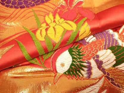 平和屋本店●色打掛　お引きずり　和装　婚礼　結婚式　花嫁　神社挙式　唐織　花鳥文　金糸　正絹　逸品　DABL4310cd