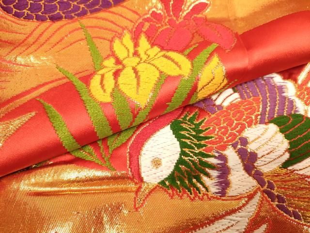平和屋本店●色打掛　お引きずり　和装　婚礼　結婚式　花嫁　神社挙式　唐織　花鳥文　金糸　正絹　逸品　DABL4310cd
