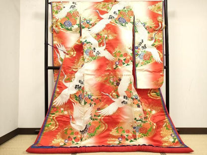 平和屋本店●色打掛　お引きずり　和装　婚礼　結婚式　花嫁　神社挙式　唐織　飛鶴花文　暈し染め　金糸　十二単風　逸品　DABL4311cd