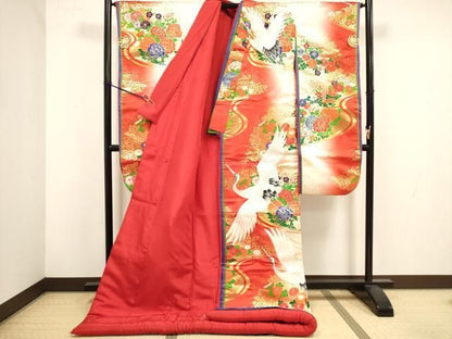 平和屋本店●色打掛　お引きずり　和装　婚礼　結婚式　花嫁　神社挙式　唐織　飛鶴花文　暈し染め　金糸　十二単風　逸品　DABL4311cd