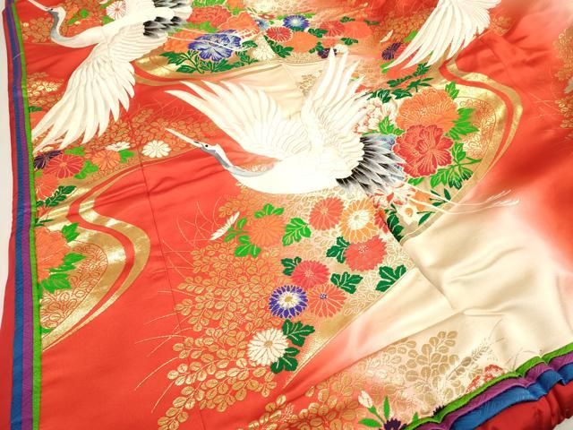 平和屋本店●色打掛　お引きずり　和装　婚礼　結婚式　花嫁　神社挙式　唐織　飛鶴花文　暈し染め　金糸　十二単風　逸品　DABL4311cd