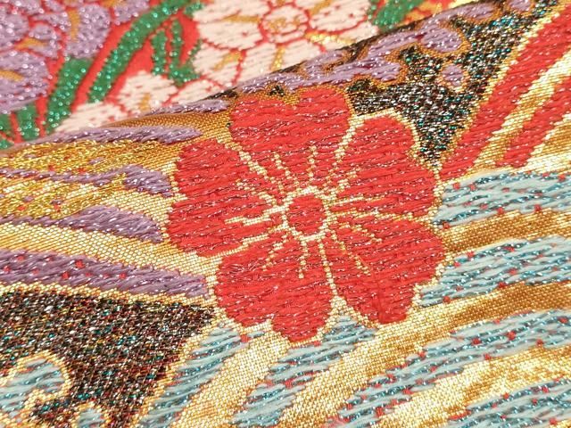 平和屋本店●色打掛　お引きずり　和装　婚礼　結婚式　花嫁　神社挙式　唐織　御所車飛鶴花文　金糸　逸品　DABL4316cd