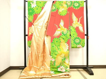 平和屋本店●色打掛　お引きずり　和装　婚礼　結婚式　花嫁　神社挙式　駒刺繍　飛鶴花文　金銀彩　逸品　DABL4317cd