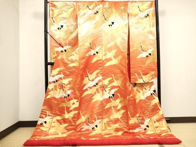 平和屋本店●西陣　川島織物　色打掛　お引きずり　和装　婚礼　結婚式　花嫁　神社挙式　群鶴文　金糸　逸品　DABL4318cd