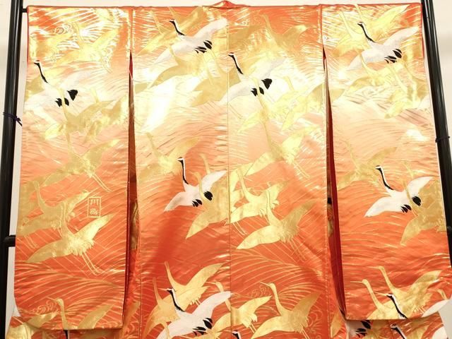 平和屋本店●西陣　川島織物　色打掛　お引きずり　和装　婚礼　結婚式　花嫁　神社挙式　群鶴文　金糸　逸品　DABL4318cd