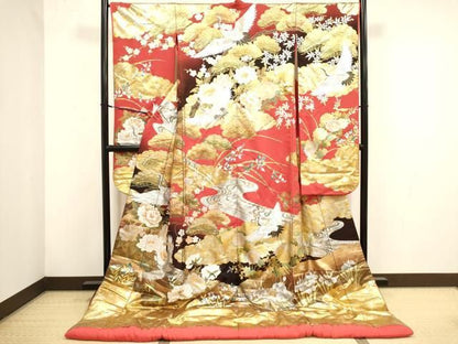 平和屋本店●色打掛　お引きずり　和装　婚礼　結婚式　花嫁　神社挙式　飛鶴花文　暈し染め　金銀彩　逸品　DABL4319cd