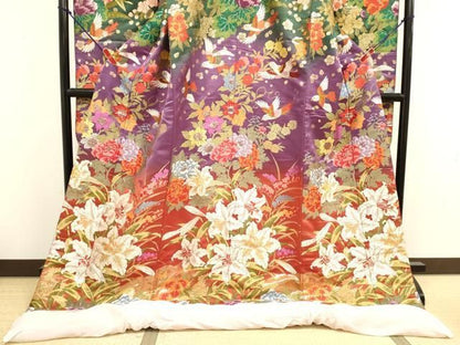 平和屋本店●色打掛　お引きずり　和装　婚礼　結婚式　花嫁　神社挙式　唐織　花鳥文　正絹　逸品　DABL4323cd