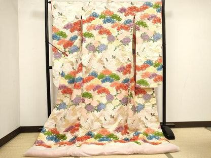平和屋本店●色打掛　お引きずり　和装　婚礼　結婚式　花嫁　神社挙式　唐織　飛鶴松文　錦翔　金糸　正絹　逸品　DABL4324cd