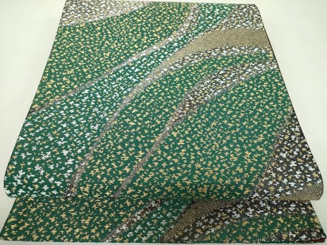 平和屋着物▼六通柄袋帯　霞文　金銀糸　正絹　逸品　未使用　DABL5002ps