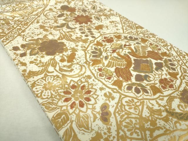 平和屋着物▼袋帯　螺鈿　鳳凰花文　金彩　正絹　逸品　DABL5008ps