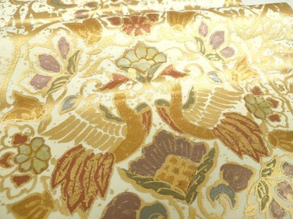 平和屋着物▼袋帯　螺鈿　鳳凰花文　金彩　正絹　逸品　DABL5008ps