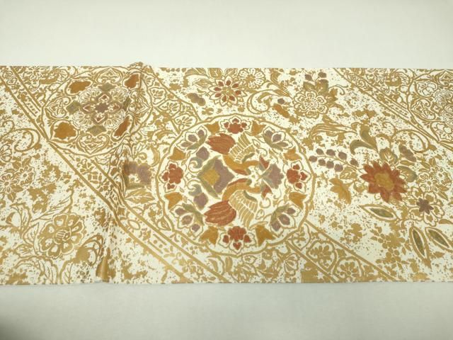 平和屋着物▼袋帯　螺鈿　鳳凰花文　金彩　正絹　逸品　DABL5008ps