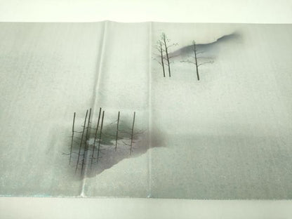 平和屋着物▼太鼓柄袋帯　作家物　手描き　木立　引箔　正絹　逸品　DABL5017ps