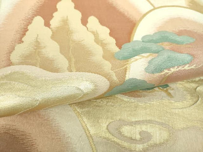 平和屋着物▼六通柄袋帯　遠山風景　金糸　正絹　逸品　DABL5040ps