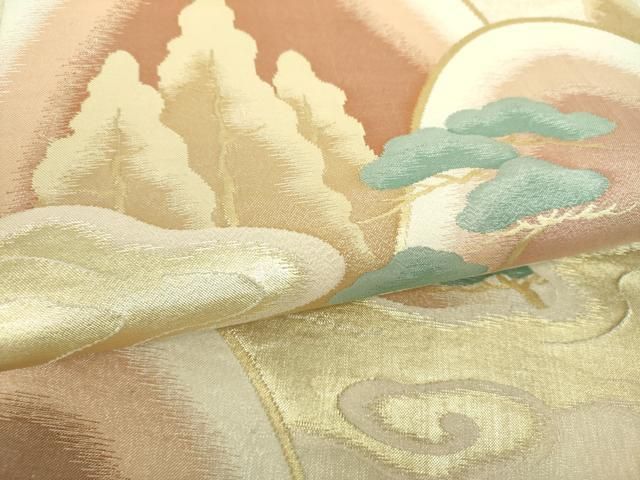 平和屋着物▼六通柄袋帯　遠山風景　金糸　正絹　逸品　DABL5040ps
