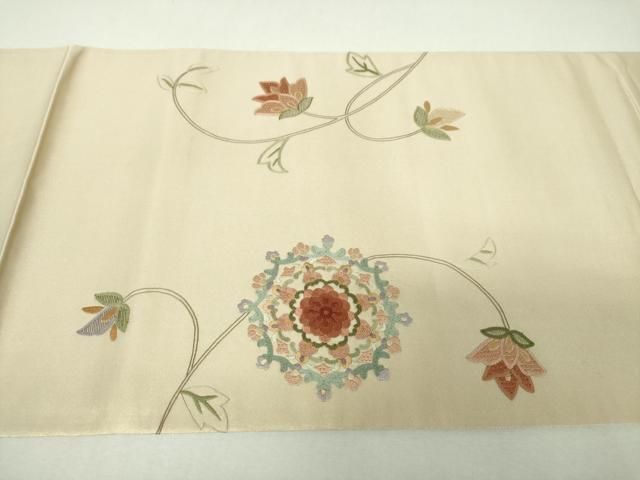 平和屋着物▼太鼓柄袋帯　正倉院更紗花文　金糸　正絹　逸品　DABL5041ps