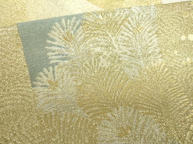 平和屋着物▼六通柄袋帯　流水若松葉　金銀糸　正絹　逸品　未使用　DABL5044ps
