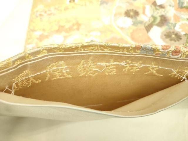 平和屋着物▼六通柄袋帯　唐織　鳳凰鏡吉祥文様　金糸　正絹　逸品　DABL5055ps