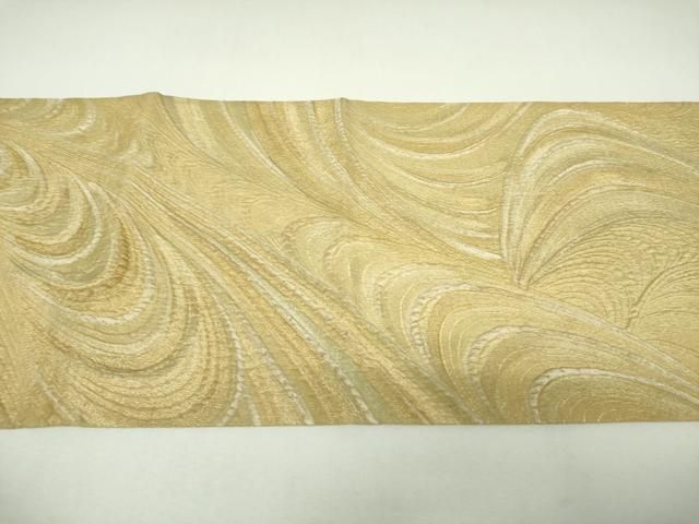 平和屋着物▼太鼓柄袋帯　作家物　ふくれ織　流水文　金糸　正絹　逸品　未使用　DABL5056ps