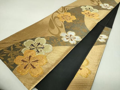 平和屋着物▼六通柄袋帯　舞桜　金銀糸　正絹　逸品　DABL5063ps