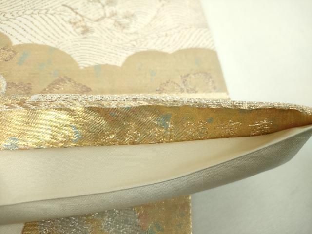 平和屋着物▼六通柄袋帯　京悦錦　二重引箔袋帯　雲取り花文　金銀糸　正絹　逸品　DABL5079ps