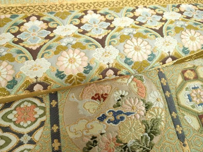 平和屋着物▼六通柄袋帯　唐織　王朝天絵　金糸　正絹　逸品　DABL5080ps