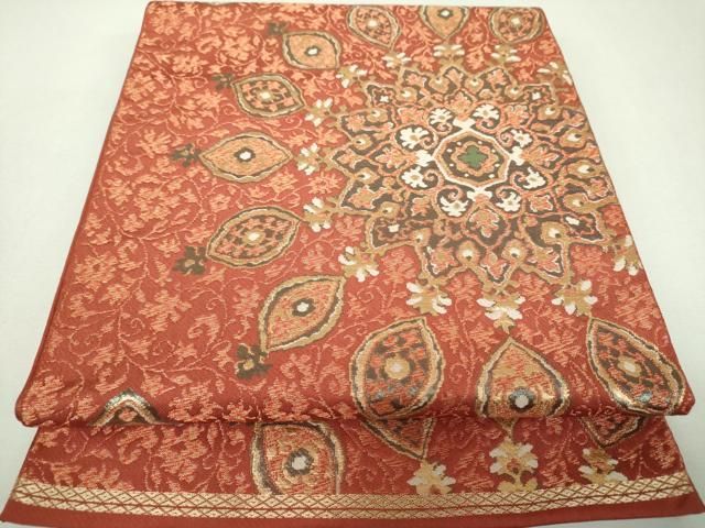 平和屋着物▼西陣　服部織物　六通柄　本袋帯　オリエンタル華紋　金糸　正絹　逸品　DABL5092ps