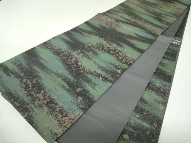 平和屋着物▼六通柄袋帯　うるし　霞文　引箔　正絹　逸品　DABL5097ps