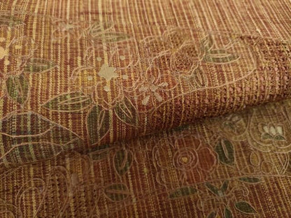 平和屋着物●極上　中国三大刺繍　スワトウ刺繍　汕頭刺繍　総刺繍　袋帯　紬地　正倉院花文　正絹　逸品　DABL5134ps