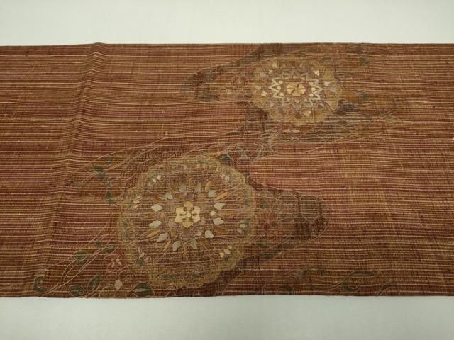 平和屋着物●極上　中国三大刺繍　スワトウ刺繍　汕頭刺繍　総刺繍　袋帯　紬地　正倉院花文　正絹　逸品　DABL5134ps