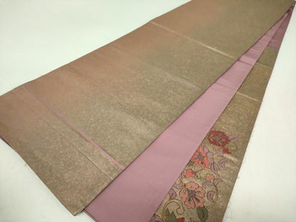 平和屋着物▼中国三大刺繍　スワトウ刺繍　汕頭刺繍　総刺繍　太鼓柄袋帯　駒刺繍　正倉院花文　金糸　引箔　正絹　逸品　DABL5338ps