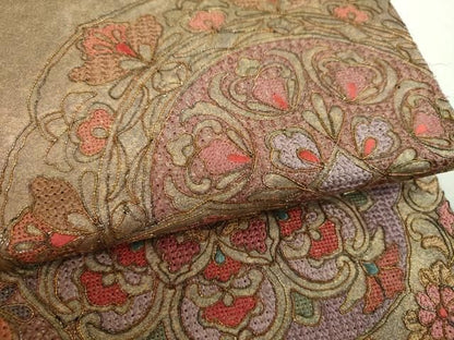 平和屋着物▼中国三大刺繍　スワトウ刺繍　汕頭刺繍　総刺繍　太鼓柄袋帯　駒刺繍　正倉院花文　金糸　引箔　正絹　逸品　DABL5338ps