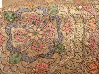 平和屋着物▼中国三大刺繍　スワトウ刺繍　汕頭刺繍　総刺繍　太鼓柄袋帯　駒刺繍　正倉院花文　金糸　引箔　正絹　逸品　DABL5338ps