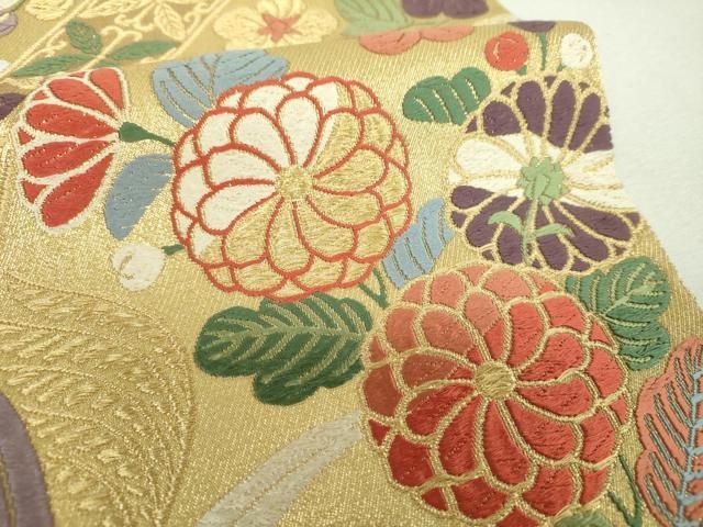 平和屋着物▼六通柄袋帯　唐織　吉祥花文　金糸　正絹　逸品　DABL5347ps
