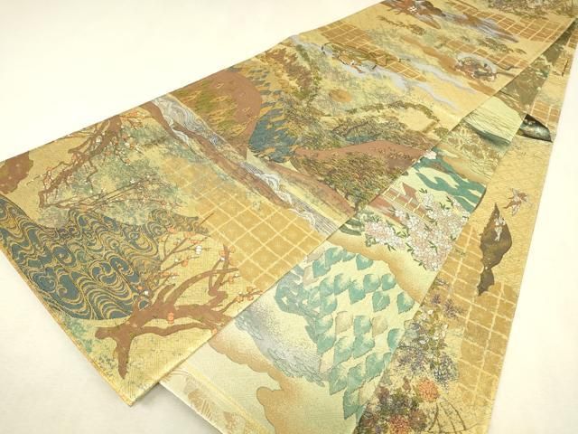 平和屋本店▼両面　全景全通柄袋帯　光琳と宗達琳派集乃図　本金箔　正絹　逸品　DABL6292az