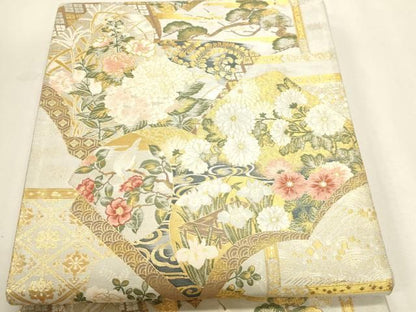 平和屋本店▼六通柄袋帯　加賀琳派　本金箔紹巴　正絹　逸品　DABL7524sf