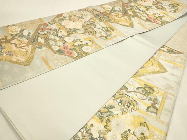 平和屋本店▼六通柄袋帯　加賀琳派　本金箔紹巴　正絹　逸品　DABL7524sf