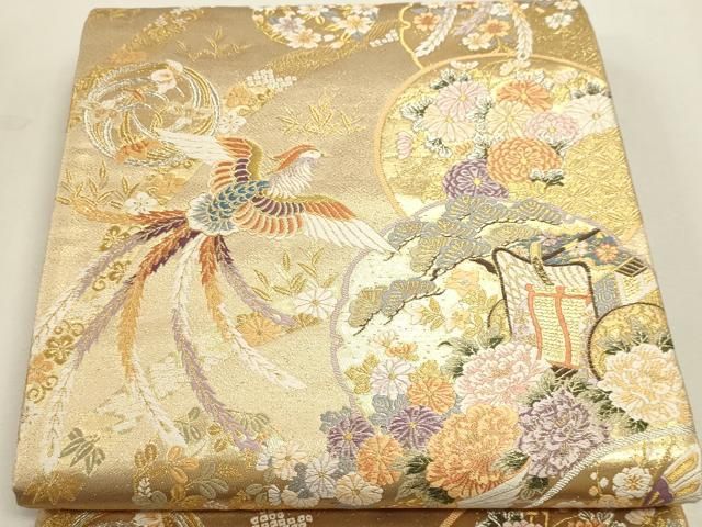 平和屋本店▼六通柄袋帯　唐織　秀鳳錦　本金弐重箔　正絹　逸品　DABL7525sf