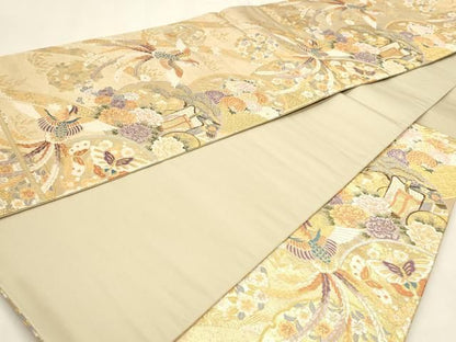 平和屋本店▼六通柄袋帯　唐織　秀鳳錦　本金弐重箔　正絹　逸品　DABL7525sf