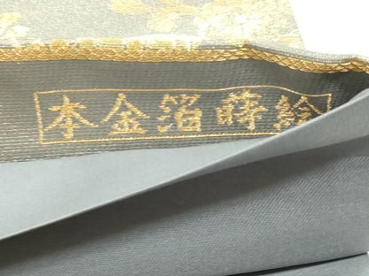 平和屋本店▼六通柄袋帯　本金箔蒔絵　正絹　逸品　DABL7527sf