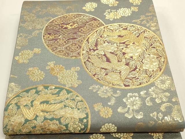 平和屋本店▼六通柄袋帯　本金箔蒔絵　正絹　逸品　DABL7527sf