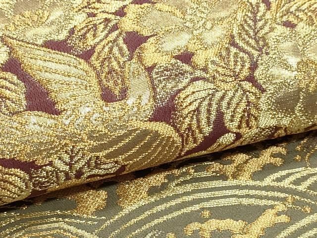 平和屋本店▼六通柄袋帯　本金箔蒔絵　正絹　逸品　DABL7527sf
